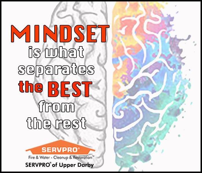 Text of the quote "Mindset is what separates the best from the rest" on a colorful brain background